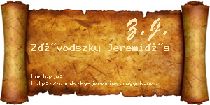 Závodszky Jeremiás névjegykártya